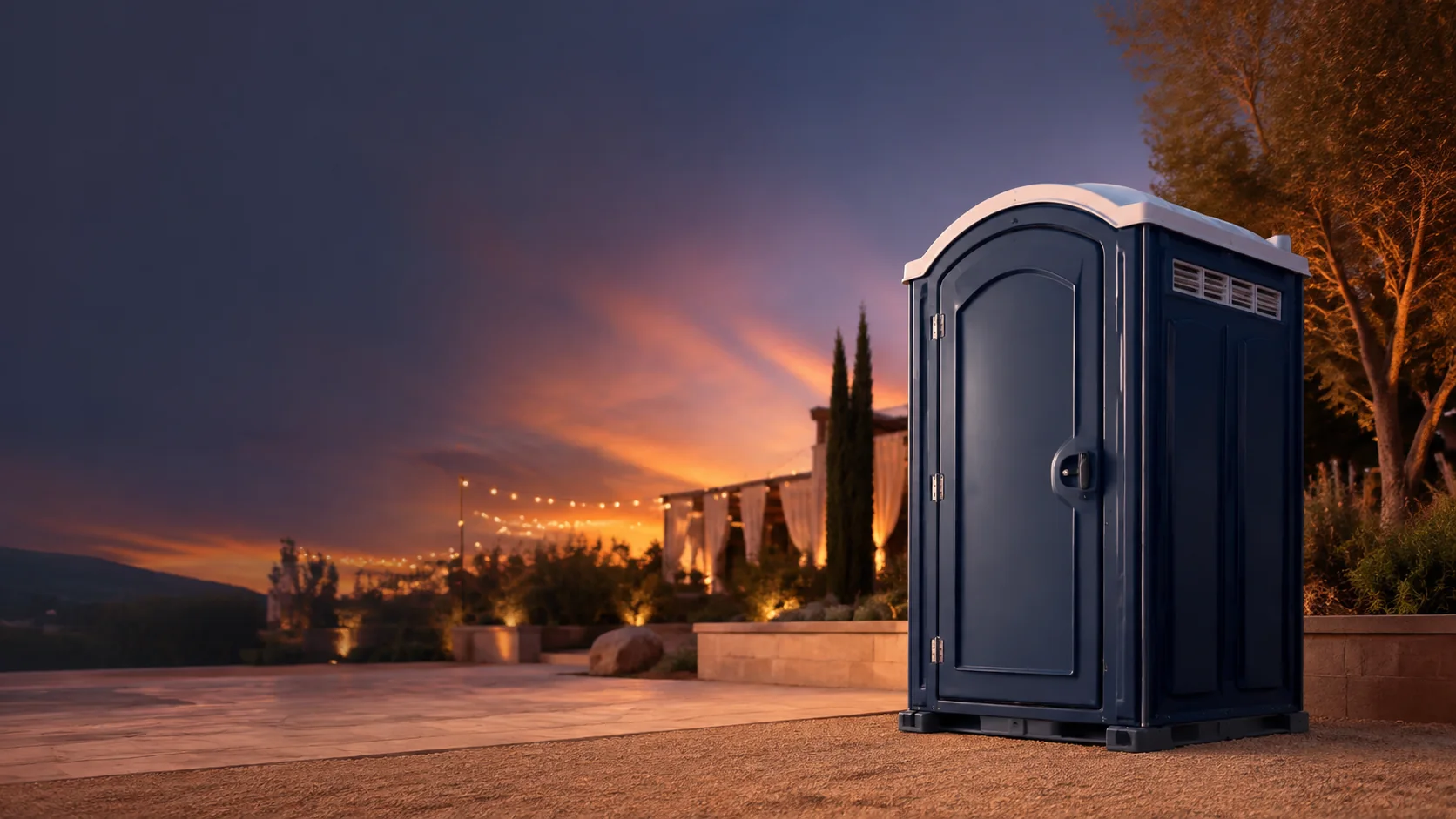 Portable restroom shown for rental planning in Palmdale, CA